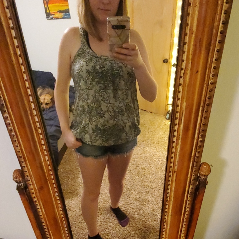 Lace print tank top